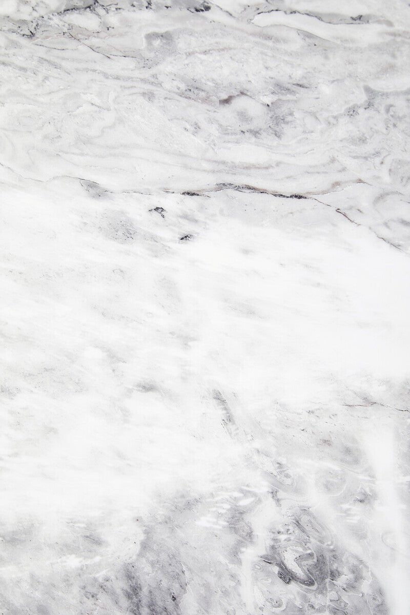 Grey Marble Top Coffee Table with Pedestal Base and Silver Metal Trim, Saronno - Joe’s Haven