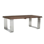 Natural Wood Top Coffee Table with Silver Stainless Steel Looped Base, Hampstead - Joe’s Haven