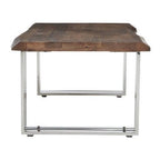Natural Wood Top Coffee Table with Silver Stainless Steel Looped Base, Hampstead - Joe’s Haven