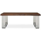 Natural Wood Top Coffee Table with Silver Stainless Steel Looped Base, Hampstead - Joe’s Haven
