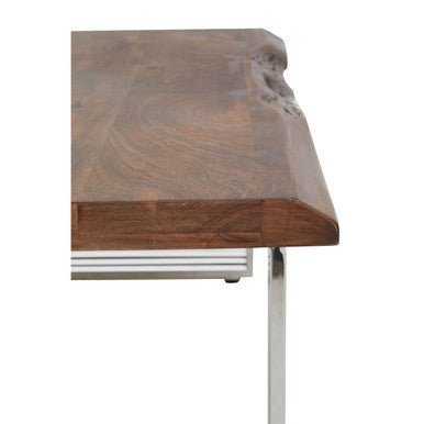 Natural Wood Top Coffee Table with Silver Stainless Steel Looped Base, Hampstead - Joe’s Haven