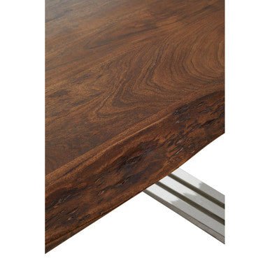Natural Wood Top Coffee Table with Silver Stainless Steel Looped Base, Hampstead - Joe’s Haven