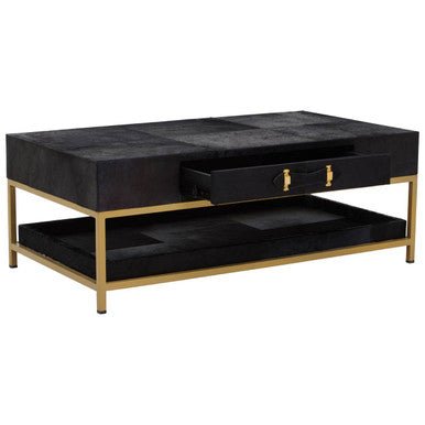 Kensington Townhouse Hair On Hide Black And Gold Coffee Table - Joe’s Haven