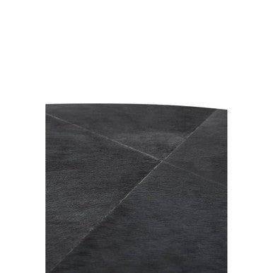 Black Hair - On - Hide Leather Round Top Coffee Table with Geometric Gold Metal Frame, Kensington Townhouse - Joe’s Haven