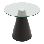 Clear Glass Round Top Dining Table with Black Conical Pedestal Base, Azalea - Joe’s Haven