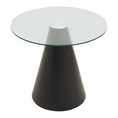 Clear Glass Round Top Dining Table with Black Conical Pedestal Base, Azalea - Joe’s Haven