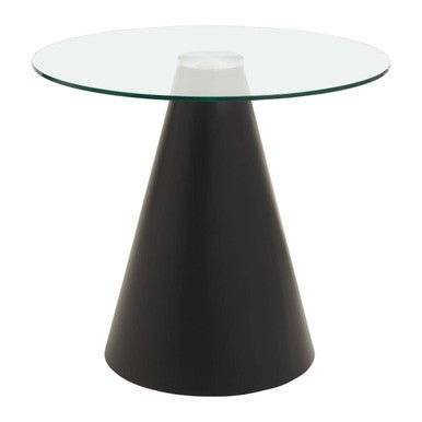 Clear Glass Round Top Dining Table with Black Conical Pedestal Base, Azalea - Joe’s Haven
