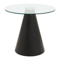Clear Glass Round Top Dining Table with Black Conical Pedestal Base, Azalea - Joe’s Haven