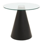 Clear Glass Round Top Dining Table with Black Conical Pedestal Base, Azalea - Joe’s Haven
