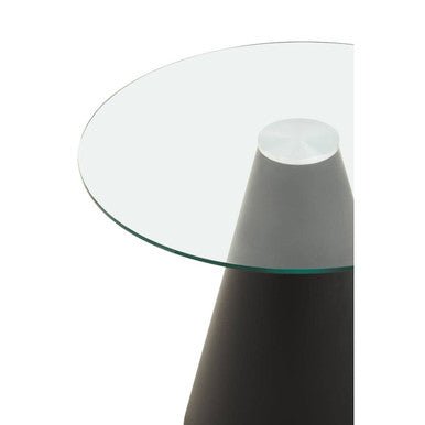 Clear Glass Round Top Dining Table with Black Conical Pedestal Base, Azalea - Joe’s Haven