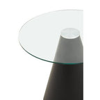 Clear Glass Round Top Dining Table with Black Conical Pedestal Base, Azalea - Joe’s Haven
