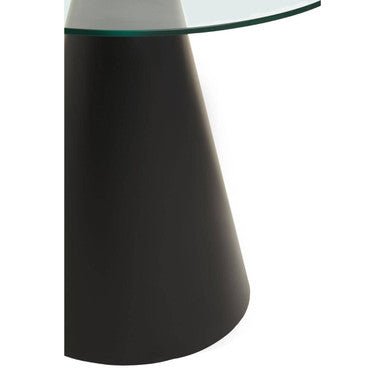 Clear Glass Round Top Dining Table with Black Conical Pedestal Base, Azalea - Joe’s Haven
