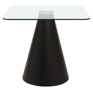 Clear Glass Square Top Dining Table with Black Conical Base, Azalea - Joe’s Haven