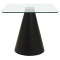 Clear Glass Square Top Dining Table with Black Conical Base, Azalea - Joe’s Haven