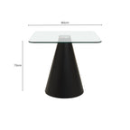 Clear Glass Square Top Dining Table with Black Conical Base, Azalea - Joe’s Haven