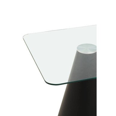 Clear Glass Square Top Dining Table with Black Conical Base, Azalea - Joe’s Haven