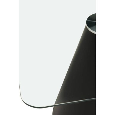 Clear Glass Square Top Dining Table with Black Conical Base, Azalea - Joe’s Haven