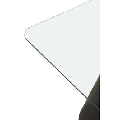 Clear Glass Square Top Dining Table with Black Conical Base, Azalea - Joe’s Haven