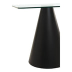Clear Glass Square Top Dining Table with Black Conical Base, Azalea - Joe’s Haven