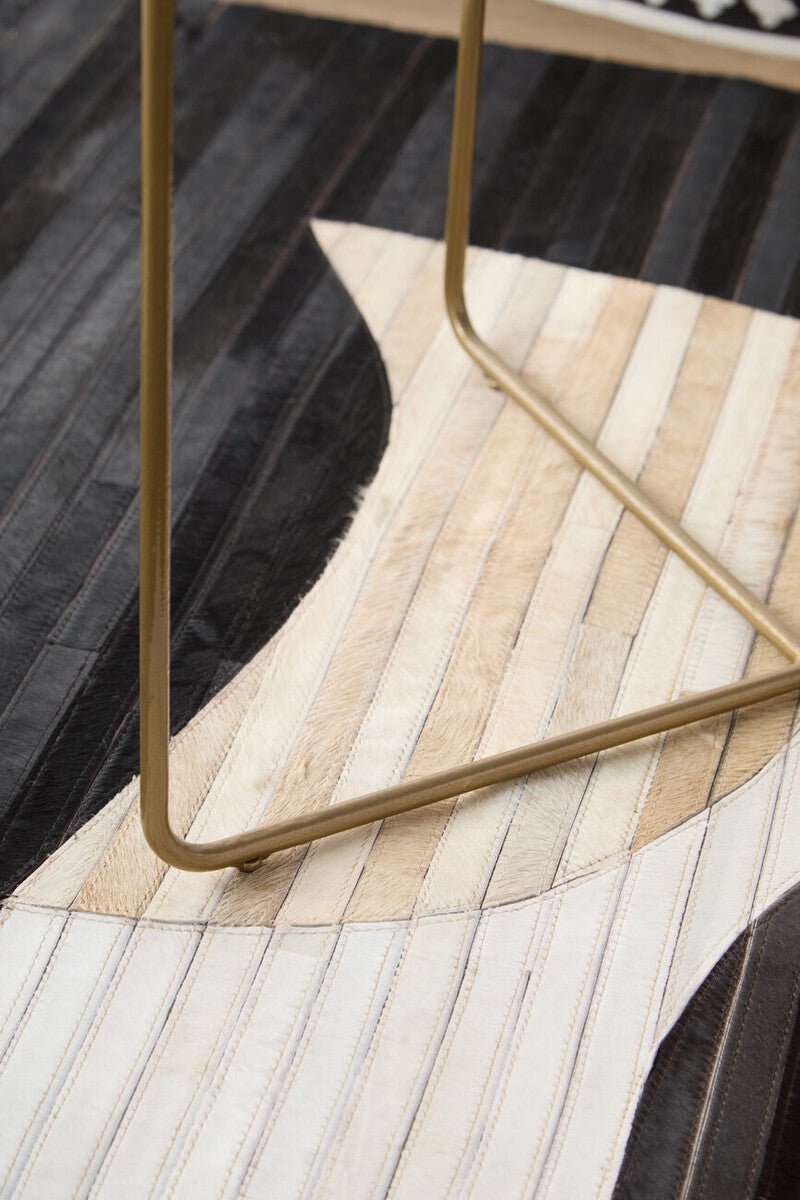 Black Round Wood Coffee Table with White Bone Inlay Top and Gold Metal Cross Base, Fusion - Joe’s Haven