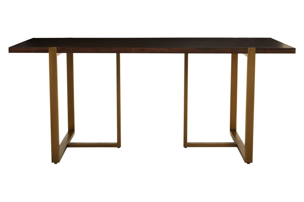 Grey Acacia Veneer Chevron Wood Rectangular Top Dining Table with Antique Brass Frame, Brando - Joe’s Haven