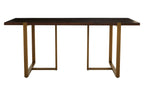 Grey Acacia Veneer Chevron Wood Rectangular Top Dining Table with Antique Brass Frame, Brando - Joe’s Haven