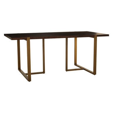 Grey Acacia Veneer Chevron Wood Rectangular Top Dining Table with Antique Brass Frame, Brando - Joe’s Haven