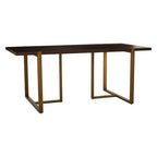 Grey Acacia Veneer Chevron Wood Rectangular Top Dining Table with Antique Brass Frame, Brando - Joe’s Haven