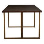 Grey Acacia Veneer Chevron Wood Rectangular Top Dining Table with Antique Brass Frame, Brando - Joe’s Haven
