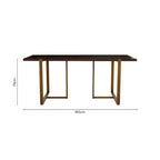 Grey Acacia Veneer Chevron Wood Rectangular Top Dining Table with Antique Brass Frame, Brando - Joe’s Haven