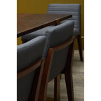 Grey Acacia Veneer Chevron Wood Rectangular Top Dining Table with Antique Brass Frame, Brando - Joe’s Haven