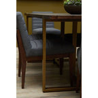 Grey Acacia Veneer Chevron Wood Rectangular Top Dining Table with Antique Brass Frame, Brando - Joe’s Haven
