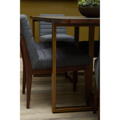 Grey Acacia Veneer Chevron Wood Rectangular Top Dining Table with Antique Brass Frame, Brando - Joe’s Haven