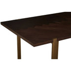 Grey Acacia Veneer Chevron Wood Rectangular Top Dining Table with Antique Brass Frame, Brando - Joe’s Haven