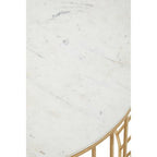 White Marble Top Coffee Table with Gold Finish Iron Cage Base, Pali - Joe’s Haven