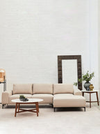 White Marble Round Top Coffee Table with Acacia Wood Legs, Myan - Joe’s Haven