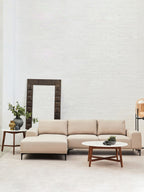 White Marble Round Top Coffee Table with Acacia Wood Legs, Myan - Joe’s Haven