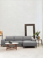 White Marble Round Top Coffee Table with Acacia Wood Legs, Myan - Joe’s Haven