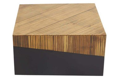 Two Tone Natural Bamboo Square Coffee Table with Dark Ebony Finish Base, Gabor - Joe’s Haven