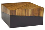 Two Tone Natural Bamboo Square Coffee Table with Dark Ebony Finish Base, Gabor - Joe’s Haven