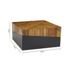 Two Tone Natural Bamboo Square Coffee Table with Dark Ebony Finish Base, Gabor - Joe’s Haven