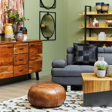 Two Tone Natural Bamboo Square Coffee Table with Dark Ebony Finish Base, Gabor - Joe’s Haven