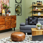 Two Tone Natural Bamboo Square Coffee Table with Dark Ebony Finish Base, Gabor - Joe’s Haven