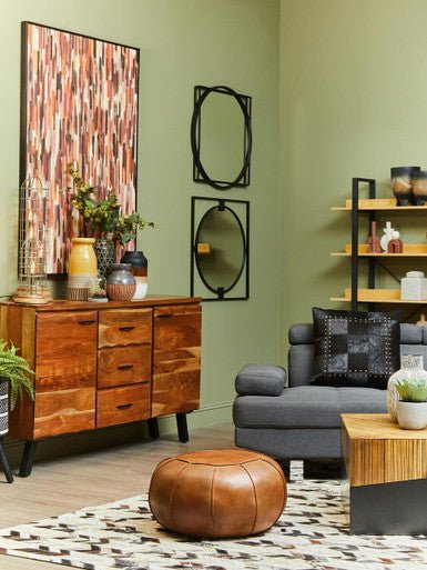 Two Tone Natural Bamboo Square Coffee Table with Dark Ebony Finish Base, Gabor - Joe’s Haven