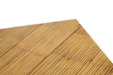 Two Tone Natural Bamboo Square Coffee Table with Dark Ebony Finish Base, Gabor - Joe’s Haven