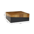 Two Tone Natural Bamboo Square Large Coffee Table with Dark Ebony Finish Base, Gabor - Joe’s Haven