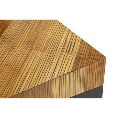 Two Tone Natural Bamboo Square Large Coffee Table with Dark Ebony Finish Base, Gabor - Joe’s Haven