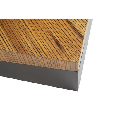 Two Tone Natural Bamboo Square Large Coffee Table with Dark Ebony Finish Base, Gabor - Joe’s Haven