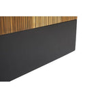 Two Tone Natural Bamboo Square Large Coffee Table with Dark Ebony Finish Base, Gabor - Joe’s Haven