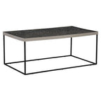 Silver Metal Rectangular Top Coffee Table with Black Interconnected Legs, Akola - Joe’s Haven